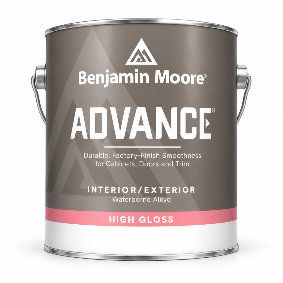 Benjamin Moore ADVANCE Interior/Exterior Waterborne Alkyd Paint – High Gloss, White, 1 Gallon