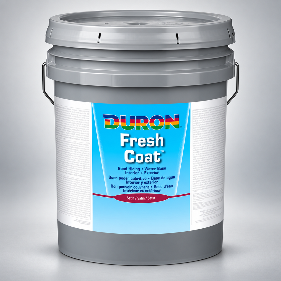 Duron Fresh Coat Interior-Exterior Latex Paint Satin White Base 5 Gallon