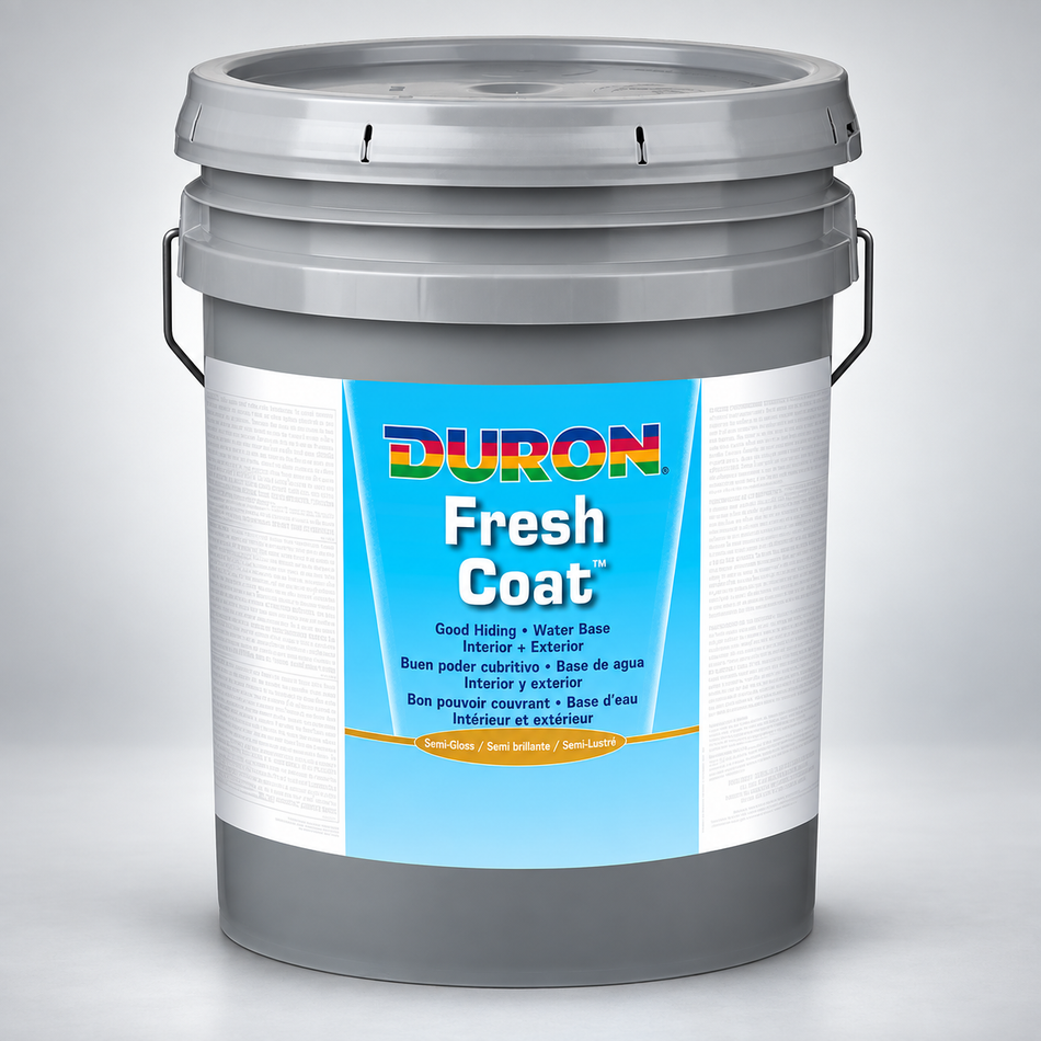 Duron Fresh Coat Interior-Exterior Latex Paint Semi-Gloss White Base 5 Gallon