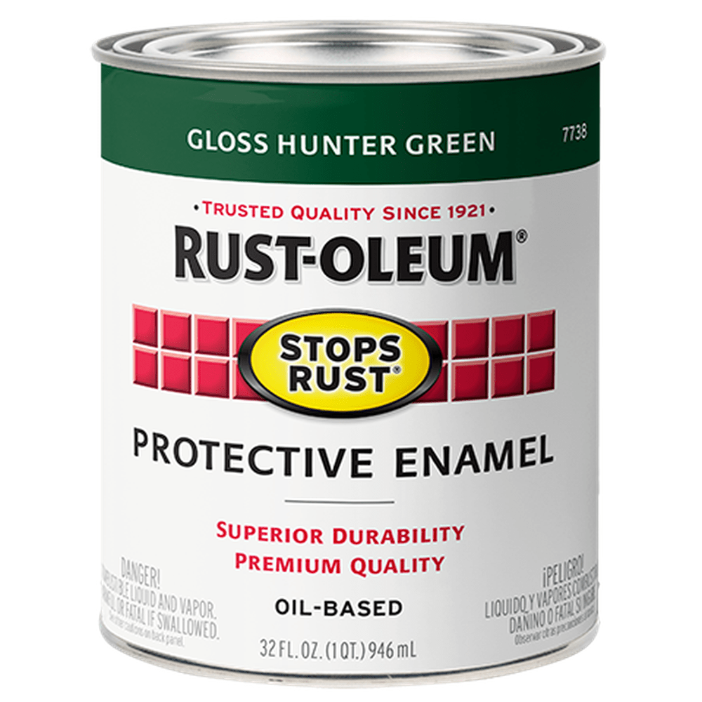 Rust-Oleum Stops Rust 7738502 Protective Enamel, Gloss Hunter Green, 1 Quart
