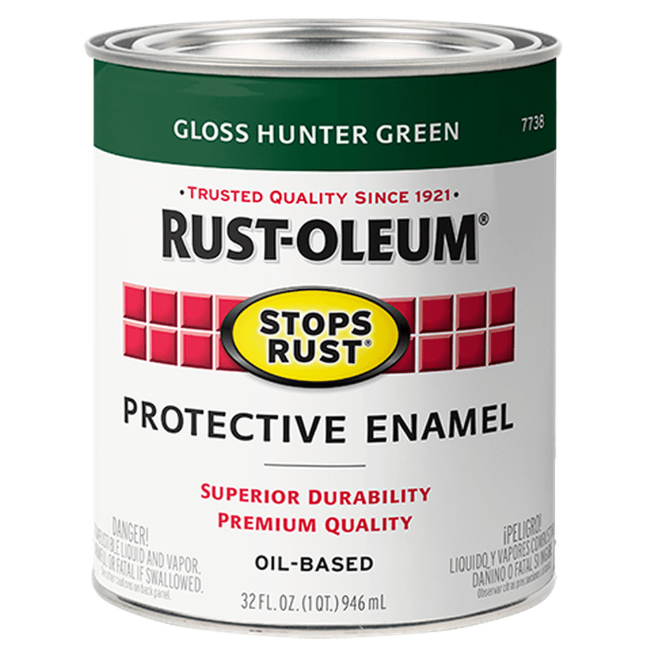 Rust-Oleum Stops Rust 7738502 Protective Enamel, Gloss Hunter Green, 1 Quart