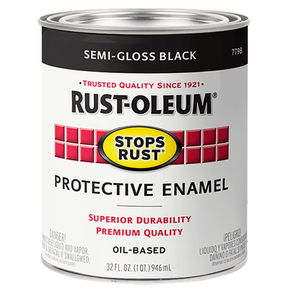 Rust-Oleum Stops Rust 7798502 Protective Enamel, Semi-Gloss Black, 1 Quart