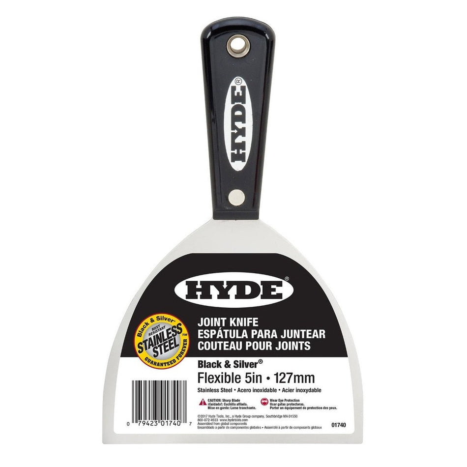 Hyde Tools 01740 5" Flexible Black & Silver Stainless Steel Joint Knife