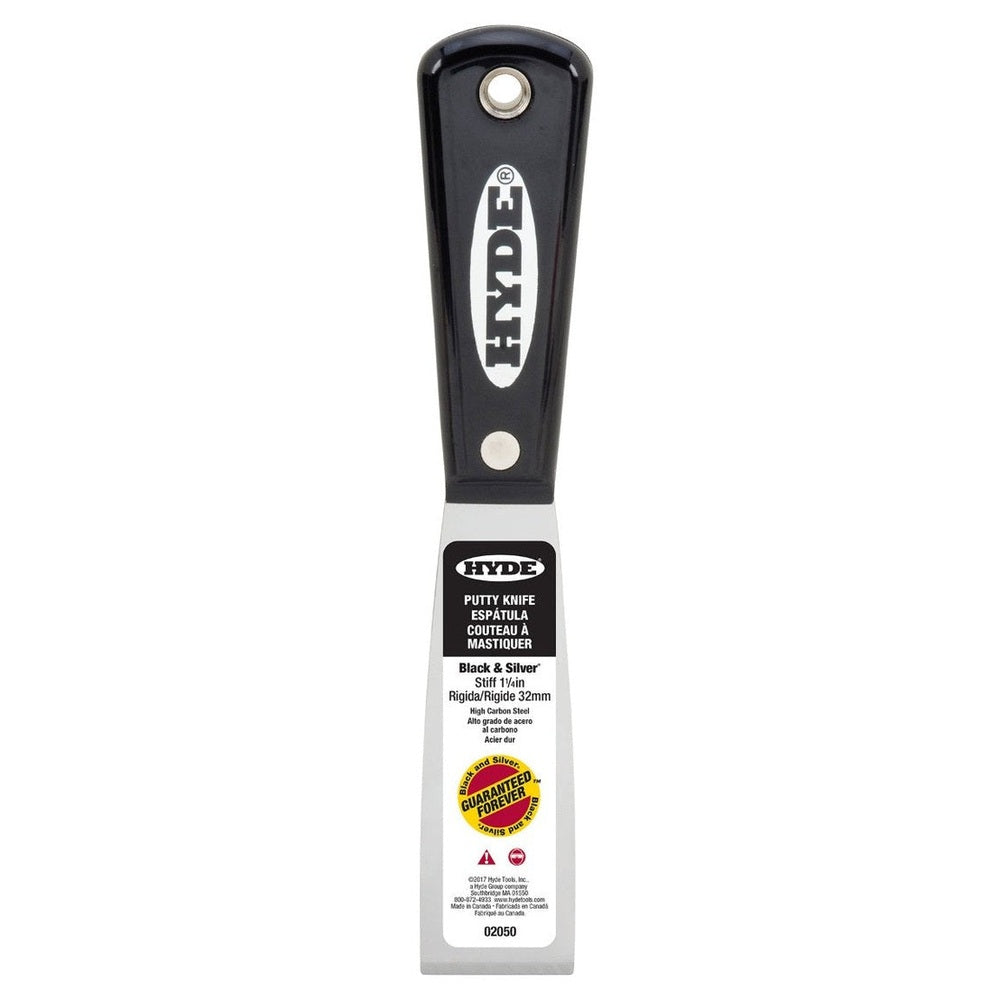 Hyde Tools 02050 1-¼" Stiff Black & Silver Putty Knife