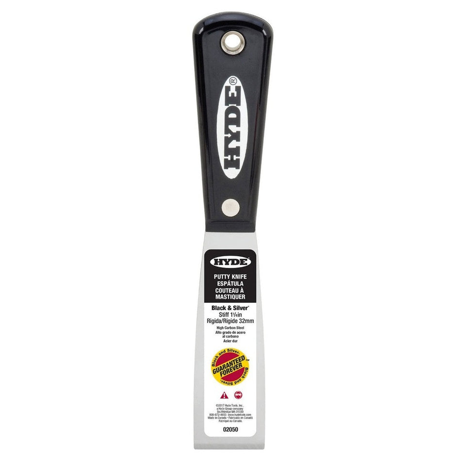 Hyde Tools 02050 1-¼" Stiff Black & Silver Putty Knife