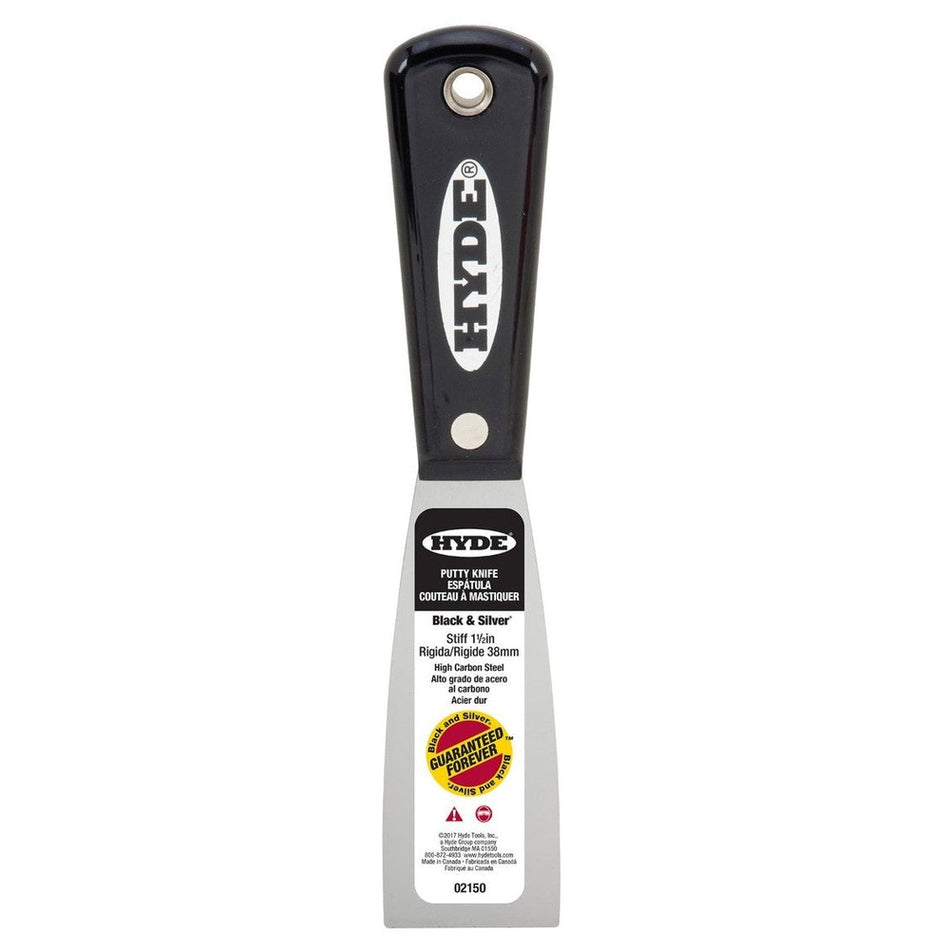 Hyde Tools 02150 1-½" Stiff Black & Silver Putty Knife