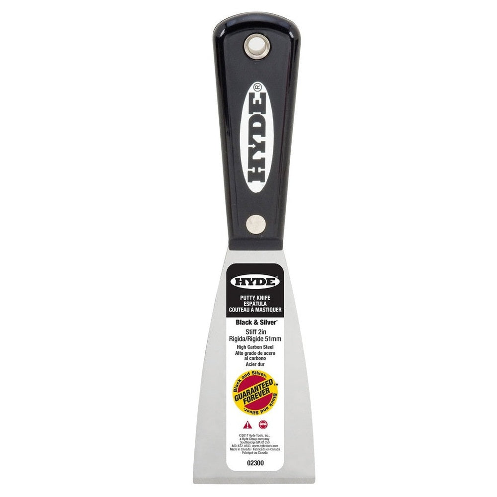 Hyde Tools 02300 2" Stiff Black & Silver Putty Knife