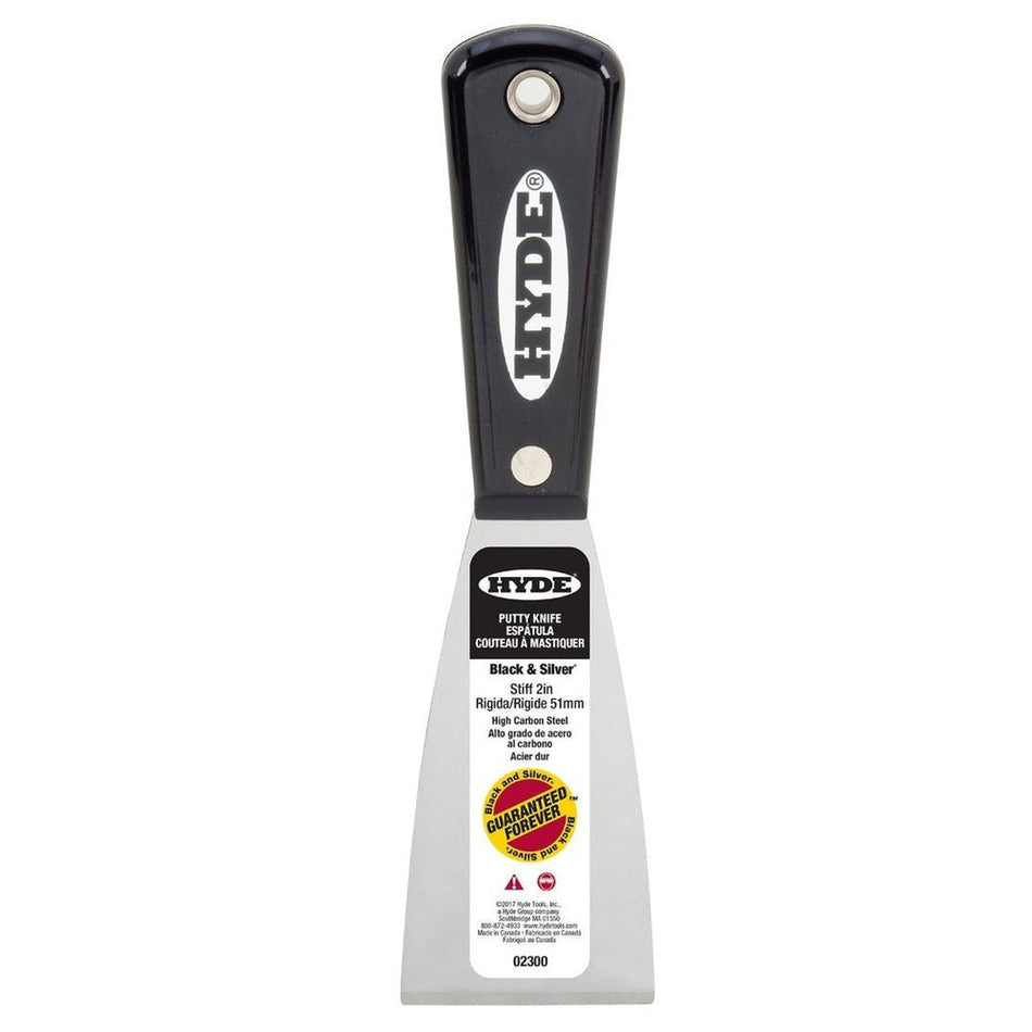Hyde Tools 02300 2" Stiff Black & Silver Putty Knife