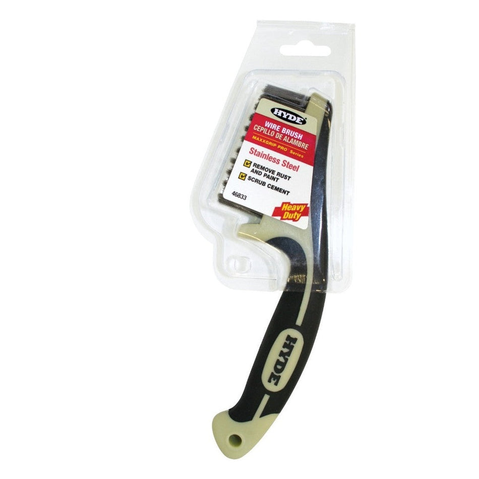 Hyde Tools 46833 MAXXGRIP PRO Stainless Steel Wire Brush, 8-¾"