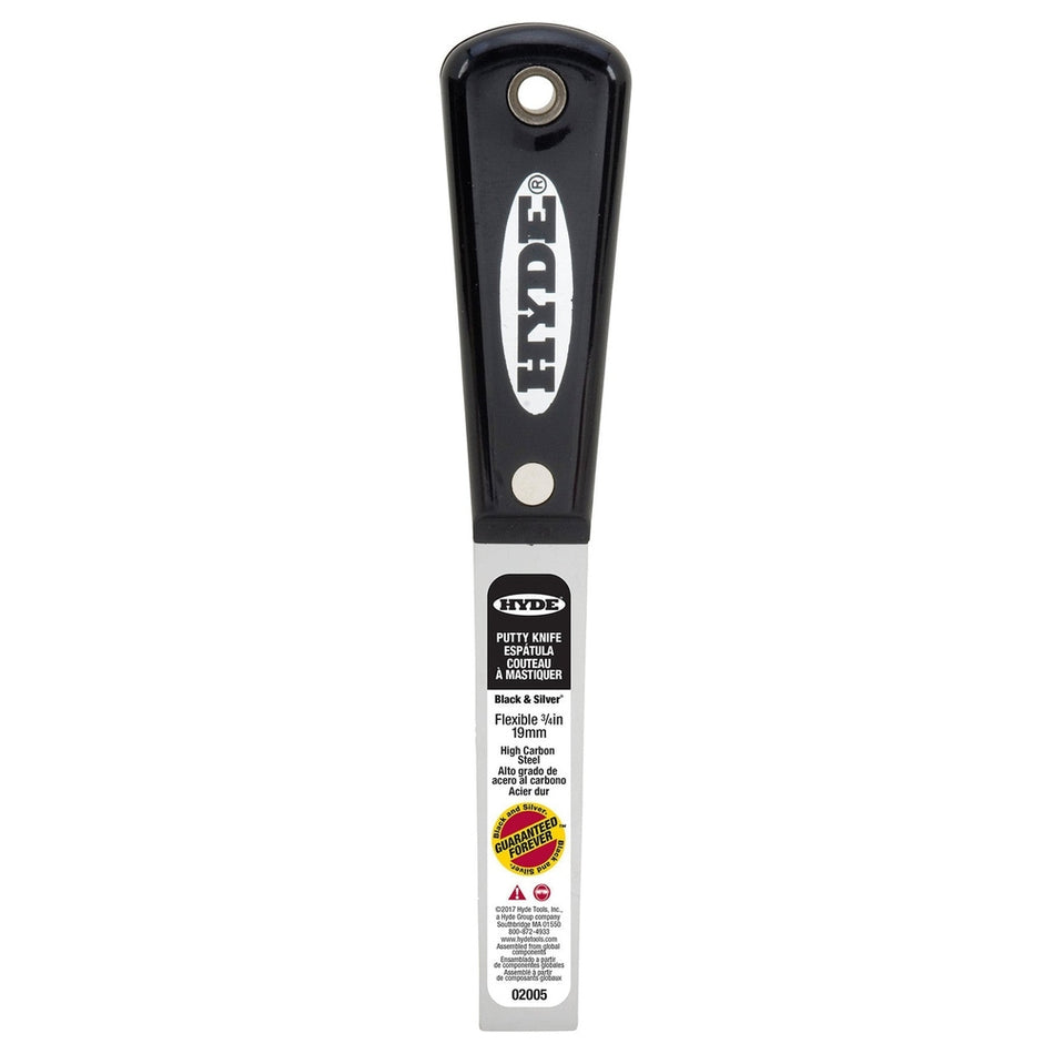 Hyde Tools 02005 ¾" Flexible Black & Silver Putty Knife