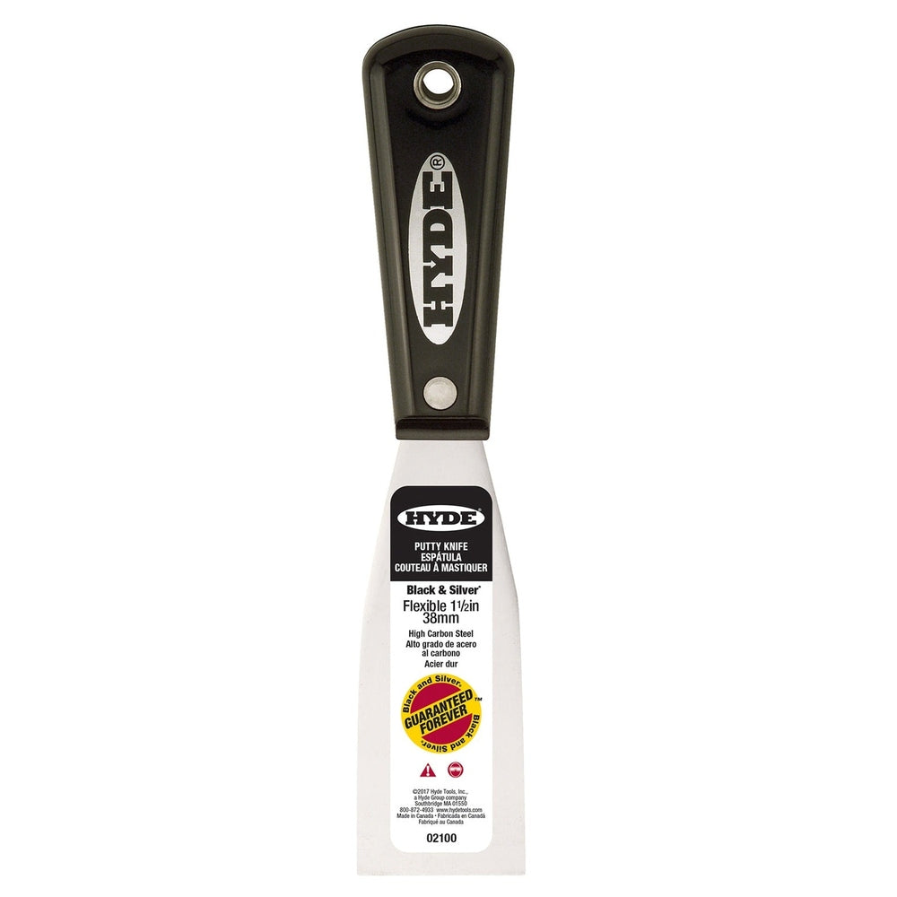 Hyde Tools 02100 1-½" Flexible Black & Silver Putty Knife