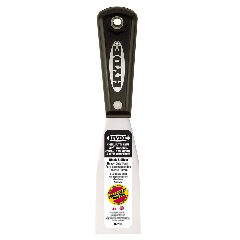 Hyde Tools 02200 1-5/16" Stiff Black & Silver Chisel Putty Knife