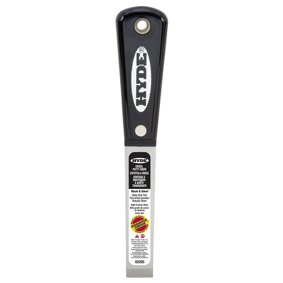 Hyde Tools 02205 ¾" Stiff Black & Silver Chisel Putty Knife