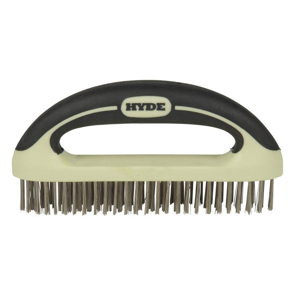 Hyde Tools 46838 MAXXGRIP PRO Stainless Steel Scrub Brush, 8"
