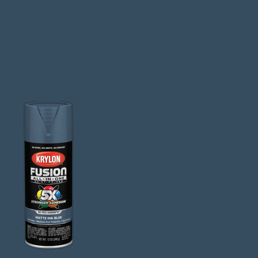 Krylon K02758007 Fusion All-in-One Spray Paint, Matte Ink Blue, 12 oz.