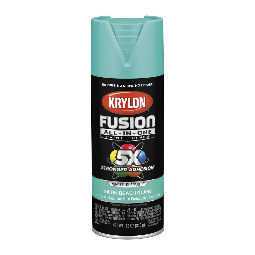 Krylon K02731007 Fusion All-in-One Spray Paint, Satin Beach Glass, 12 oz.