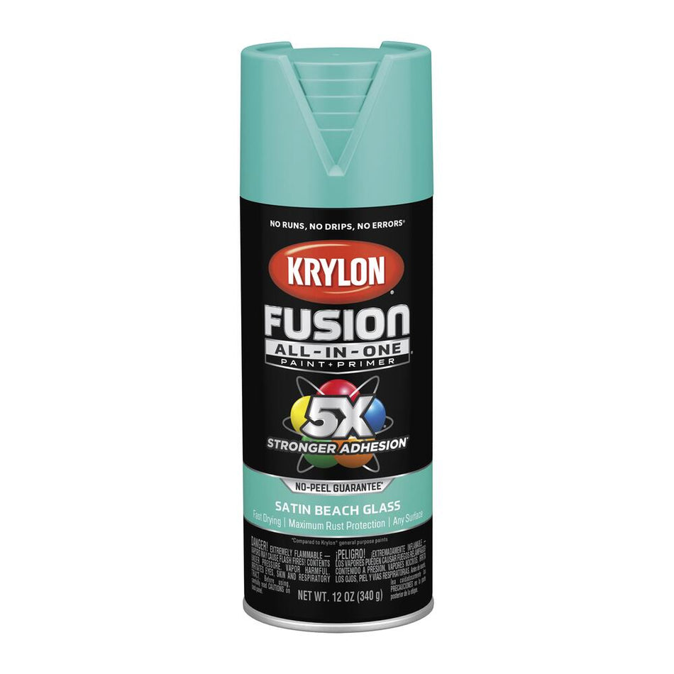 Krylon K02731007 Fusion All-in-One Spray Paint, Satin Beach Glass, 12 oz.