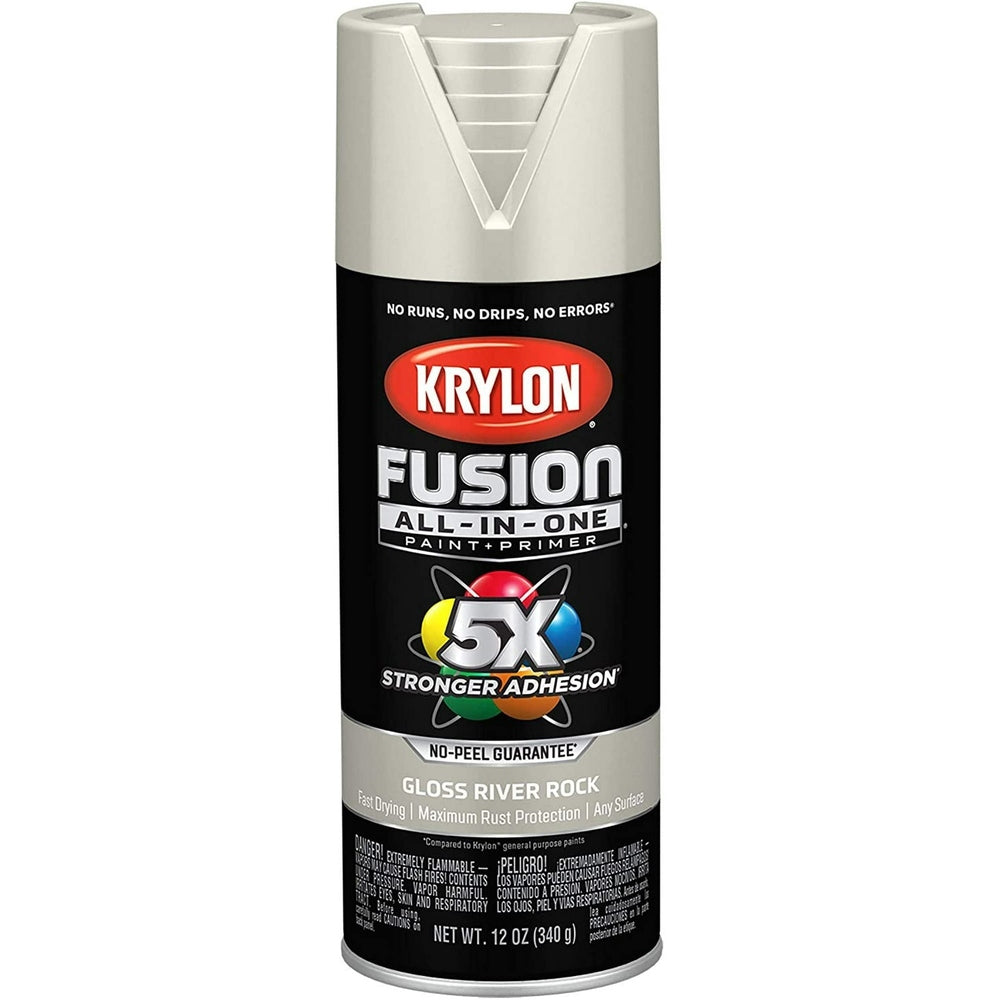 Krylon K02721007 Fusion All-in-One Spray Paint, Gloss River Rock, 12 oz.