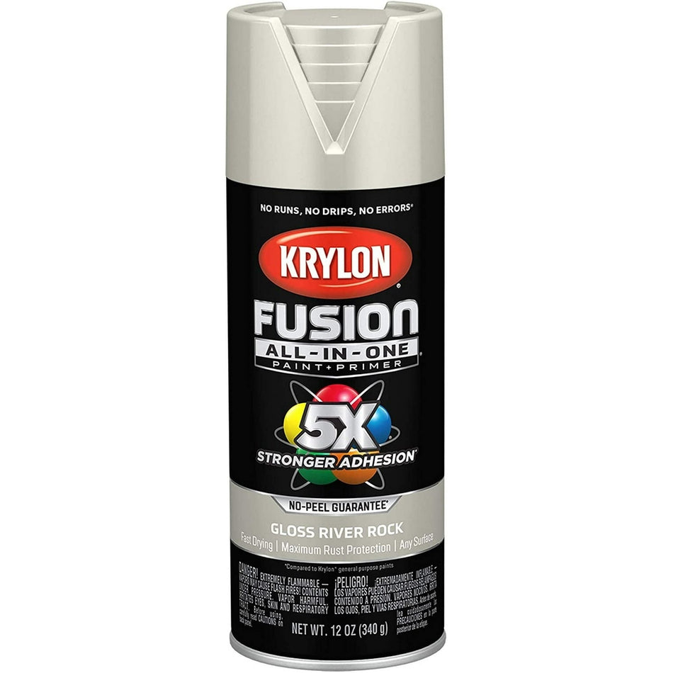 Krylon K02721007 Fusion All-in-One Spray Paint, Gloss River Rock, 12 oz.