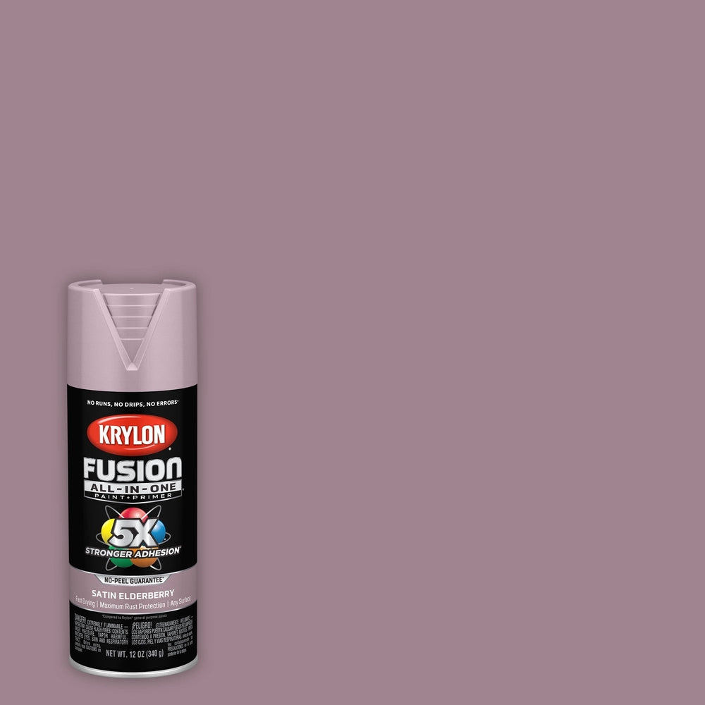 Krylon K02938007 Fusion All-in-One Spray Paint, Satin Elderberry, 12 oz.