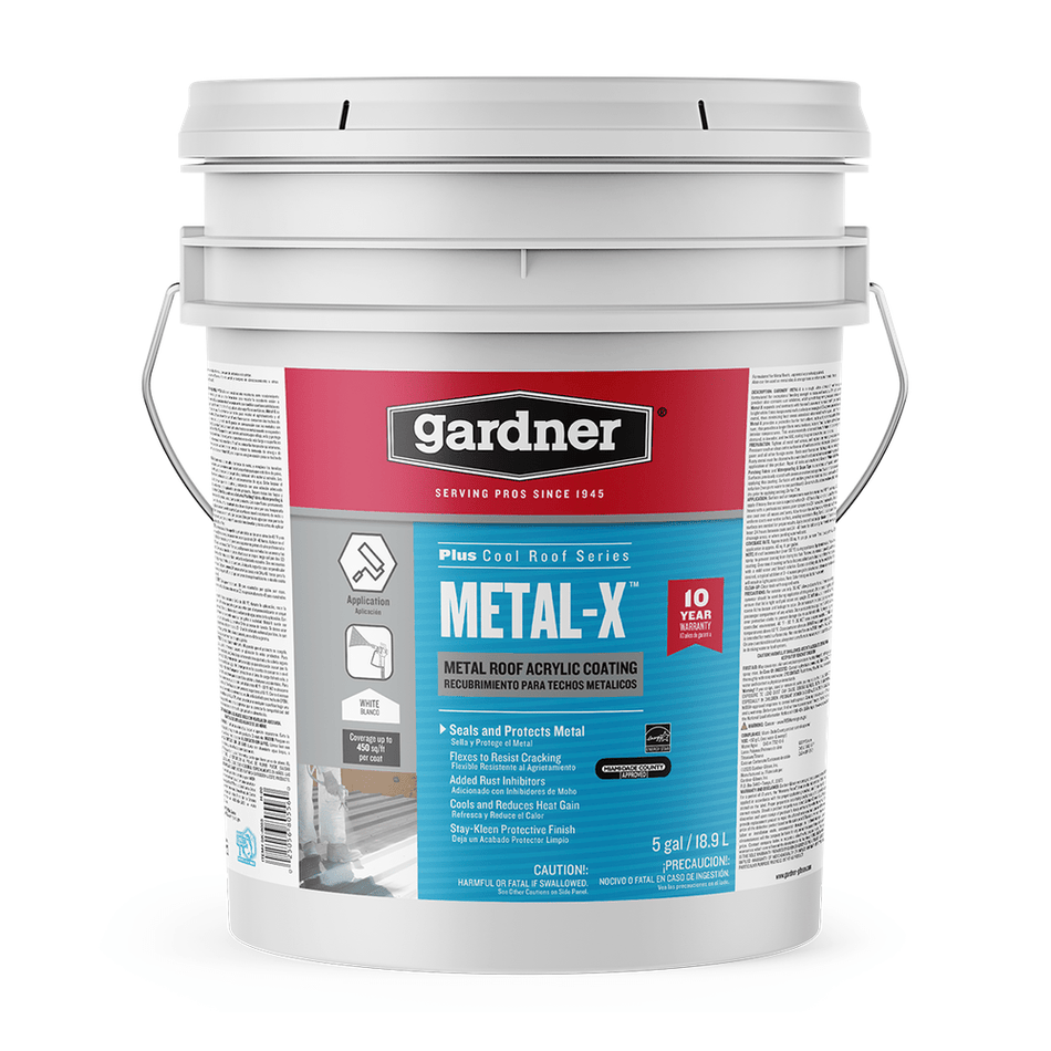 Gardner-Gibson SK-8055 Metal-X Metal Roof Acrylic Coating, White, 5 Gallons