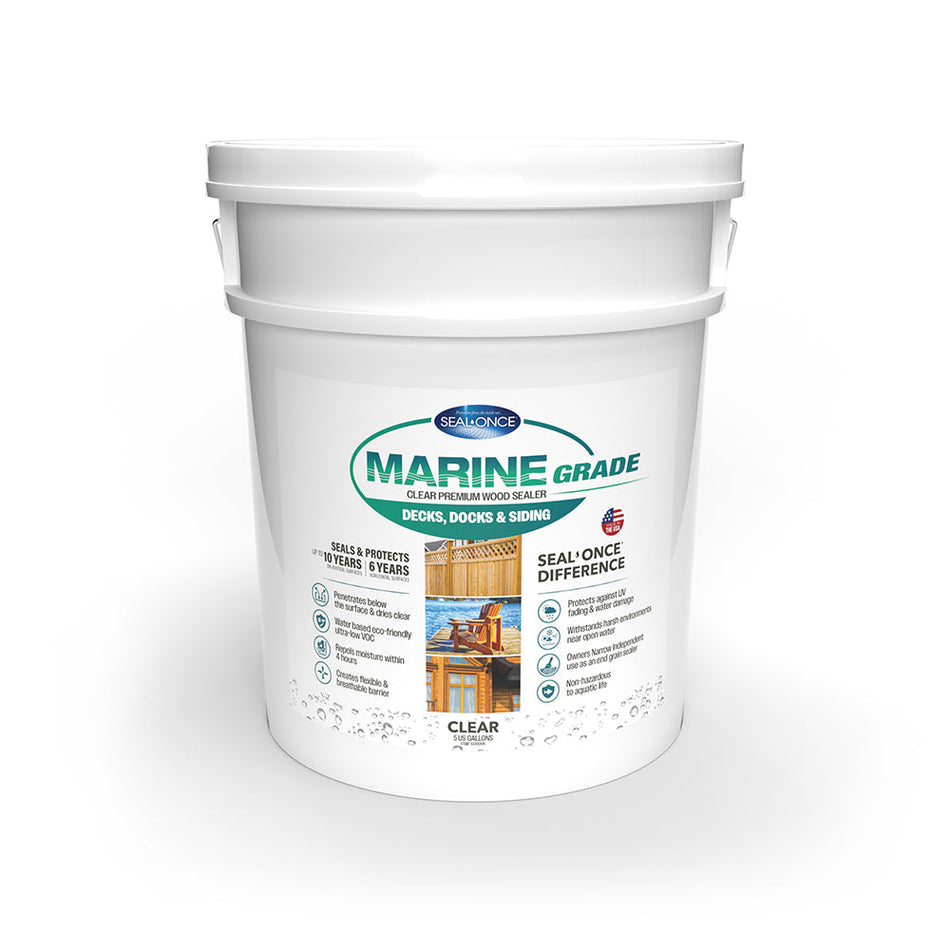 U-C Coatings SO0006 Seal-Once Marine Grade Clear Premium Wood Sealer, 5 Gallons