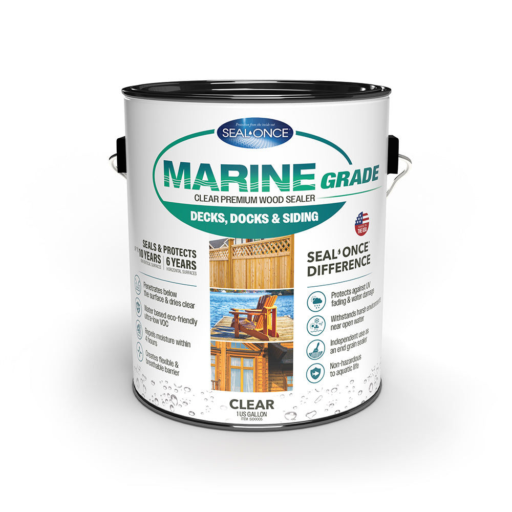 U-C Coatings SO0005 Seal-Once Marine Grade Clear Premium Wood Sealer, 1 Gallon