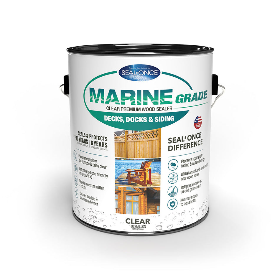 U-C Coatings SO0005 Seal-Once Marine Grade Clear Premium Wood Sealer, 1 Gallon