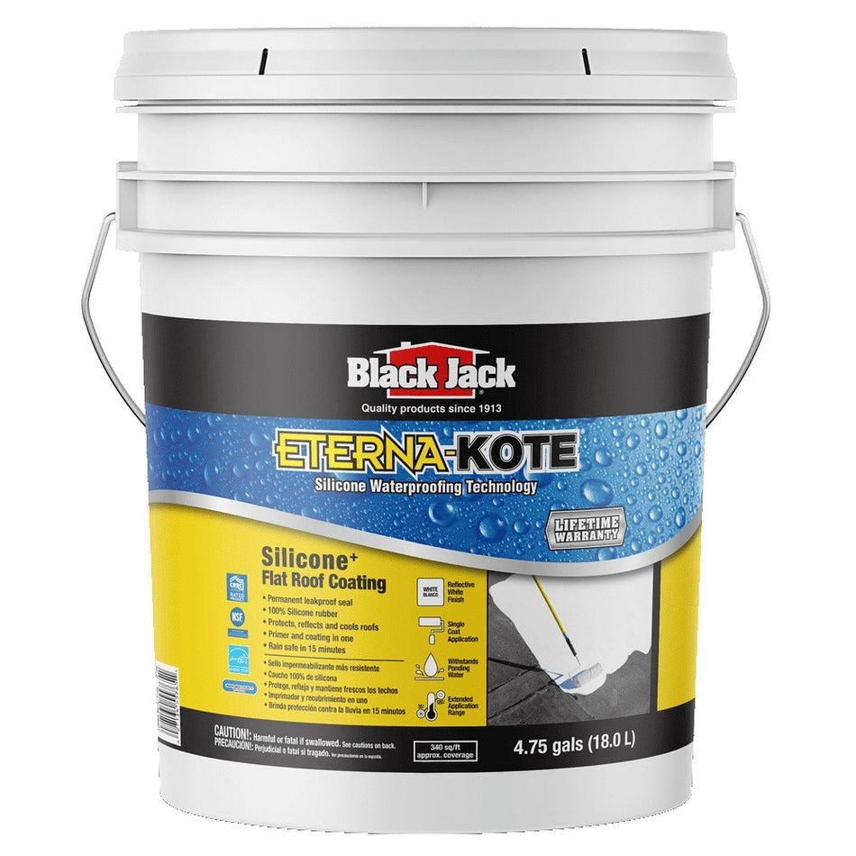 Black Jack Coatings 5576-1-30 Eterna-Kote 100% Silicone Roof Coating, Bright White, 5 Gallons