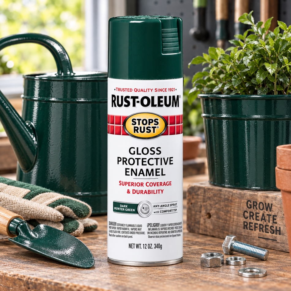 Rust-Oleum Stops Rust Protective Enamel Spray Paint – Gloss Dark Hunter Green – 12 oz.