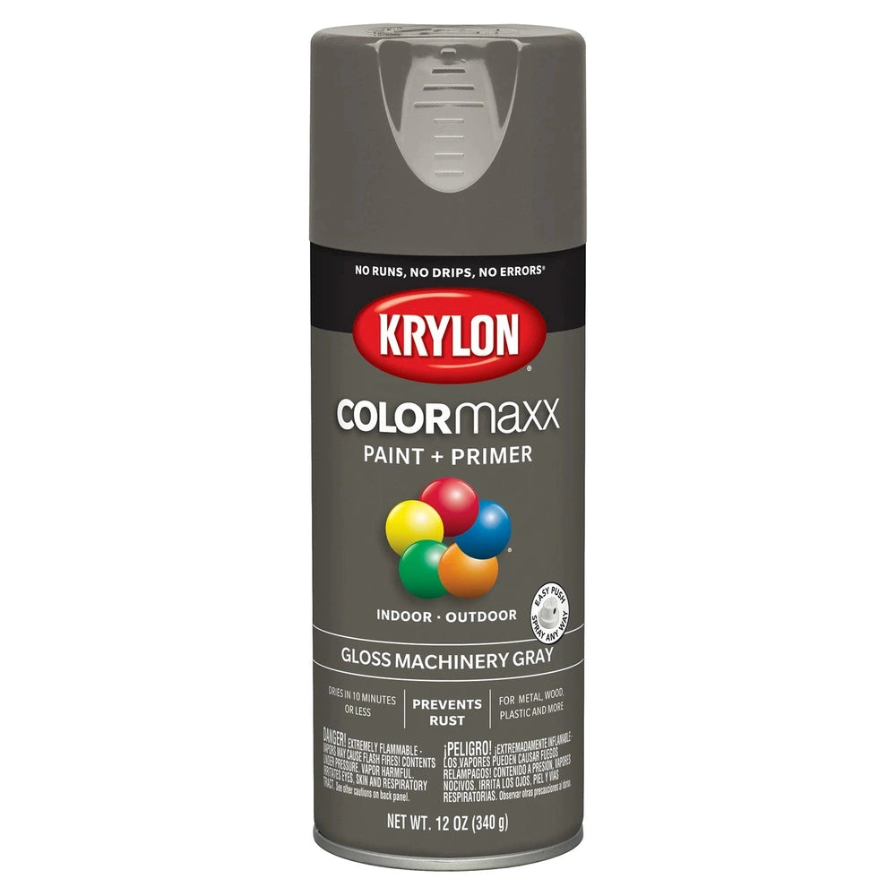 Krylon K05599007 COLORmaxx Spray Paint, Gloss Machinery Gray, 12 oz.