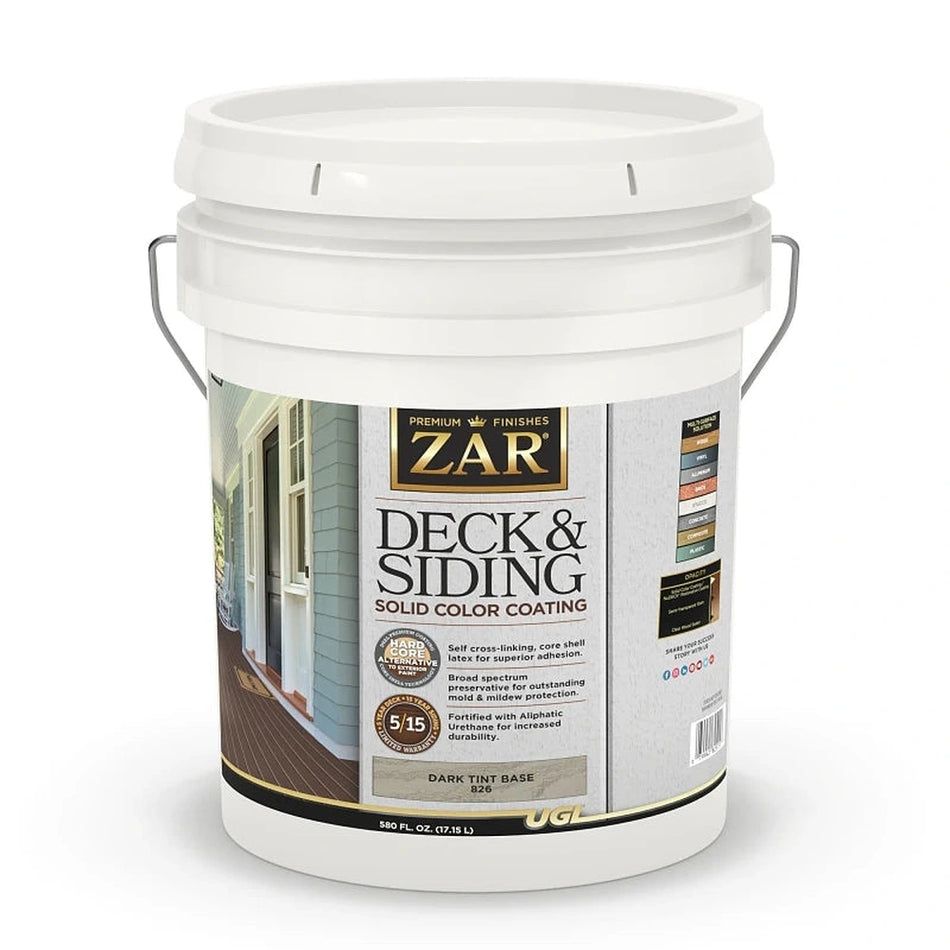 Sika 82615 Zar Deck & Siding Solid Color Coating, Five Gallons, Dark Tint Base
