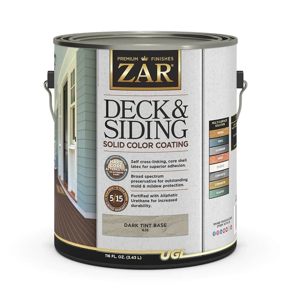 Sika 82613 Zar Deck & Siding Solid Color Coating, One Gallon, Dark Tint Base