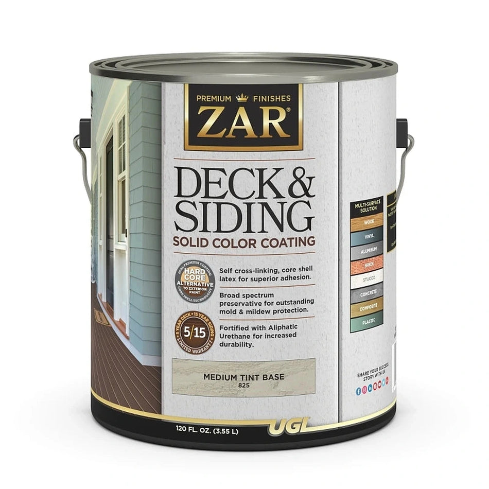 Sika 82513 Zar Deck & Siding Solid Color Coating, One Gallon, Medium Tint Base