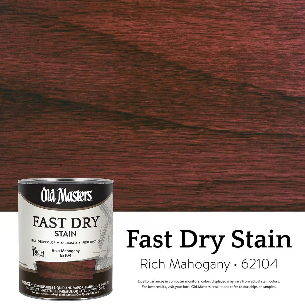 Old Masters 62104 Fast Dry Stain, 1 Quart, Rich Mahogany