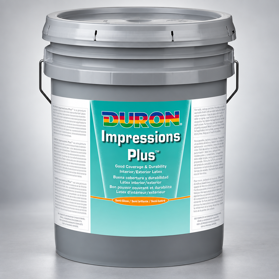 Duron Impressions Plus Interior-Exterior Latex Paint Semi-Gloss White Base 5 Gallon