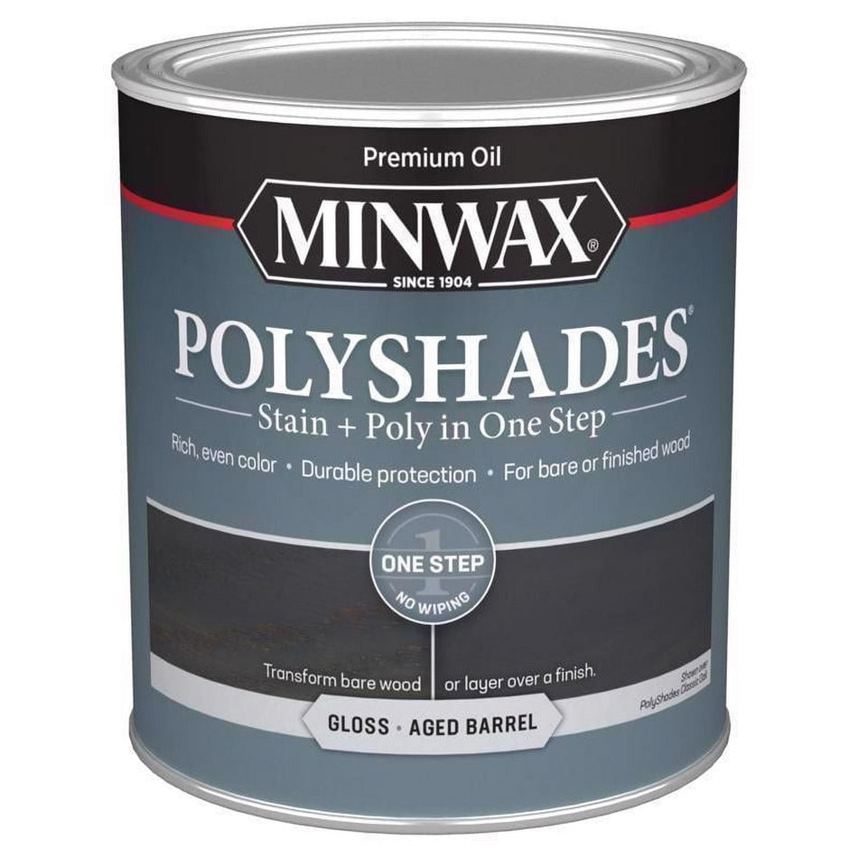 Minwax Polyshades Stain + Poly in One Step, 1 Quart, Gloss Aged Barrel