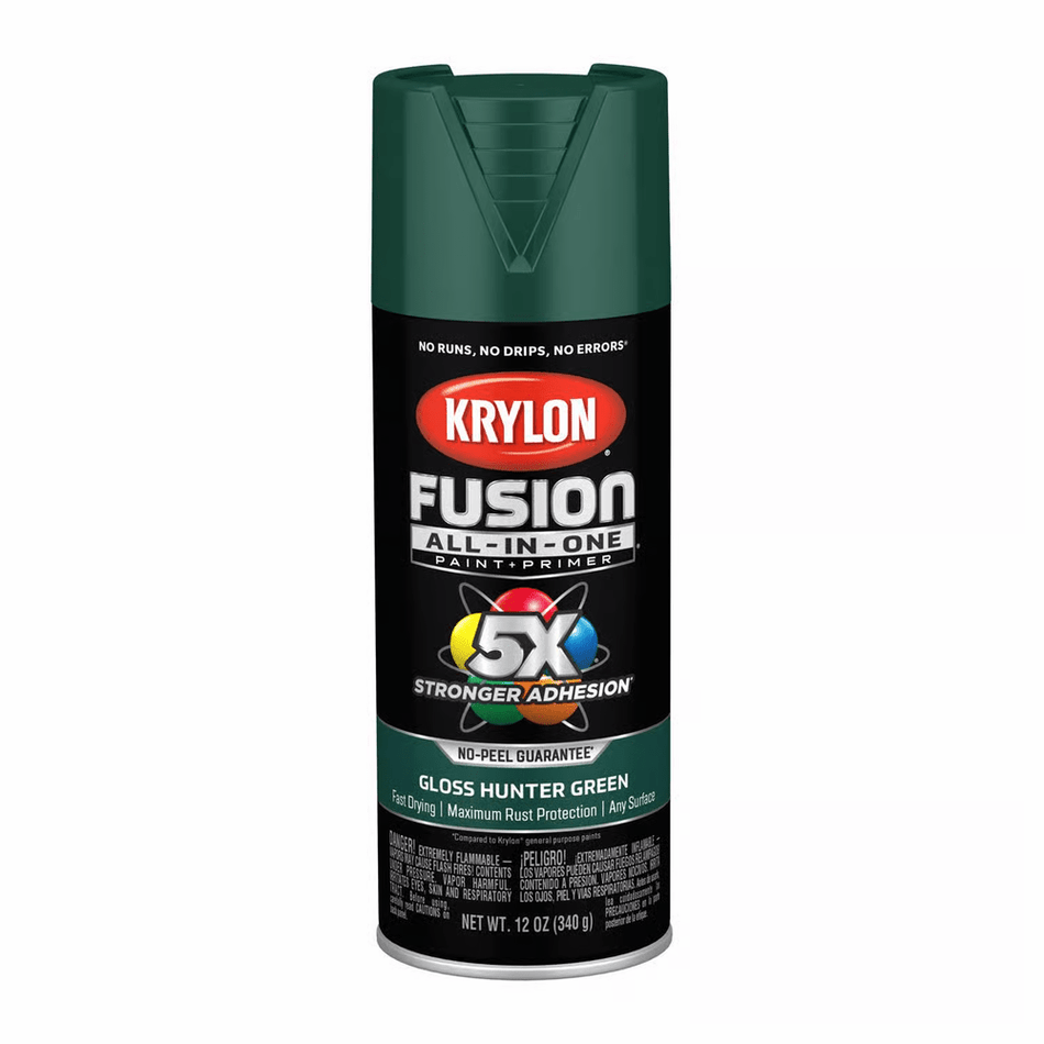 Krylon K02789007 Fusion All-in-One Spray Paint, Gloss Hunter Green, 12 oz.