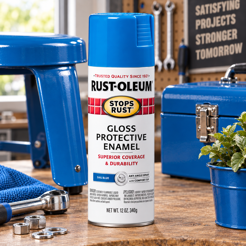 Rust-Oleum Stops Rust Protective Enamel Spray Paint – Gloss Sail Blue – 12 oz.