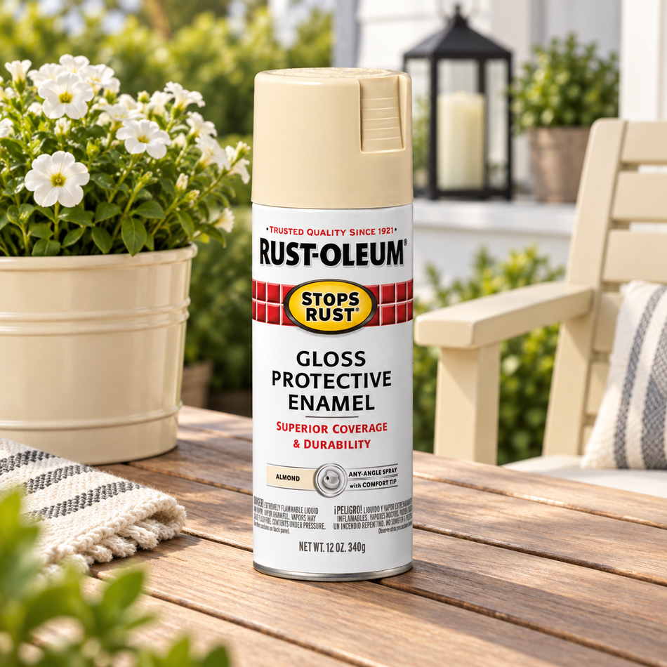 Rust-Oleum Stops Rust Protective Enamel Spray Paint – Gloss Almond – 12 oz.
