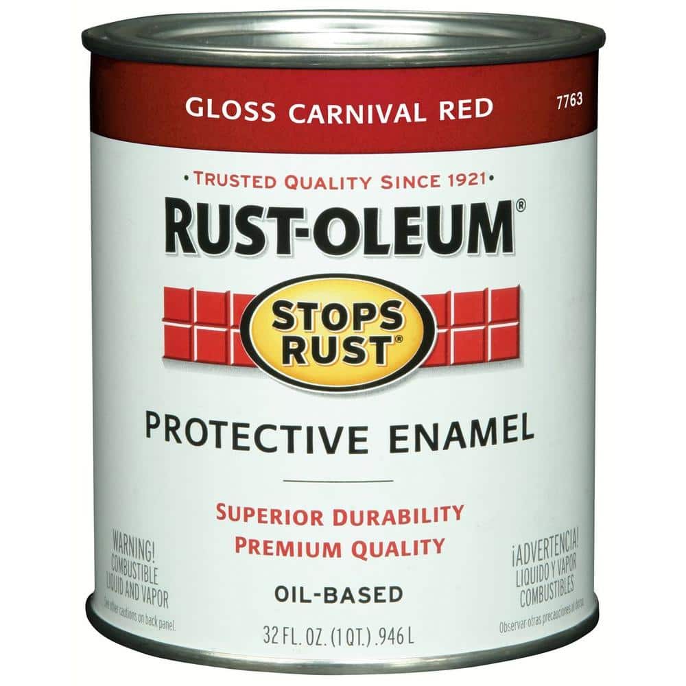 Rust-Oleum Stops Rust 7763502 Protective Enamel, Gloss Carnival Red, 1 Quart