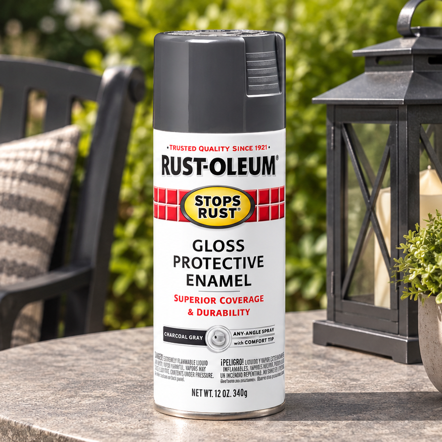 Rust-Oleum Stops Rust Protective Enamel Spray Paint – Gloss Charcoal Gray – 12 oz.
