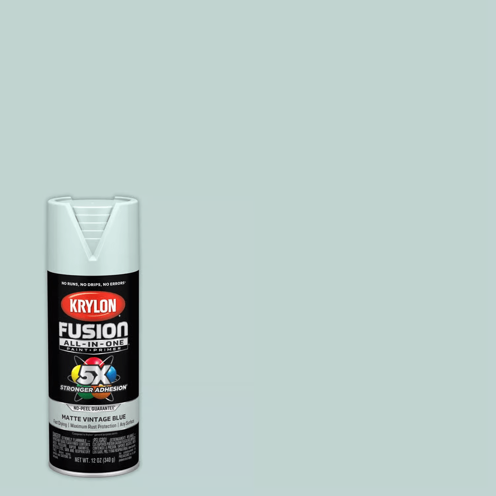 Krylon K02797007 Fusion All-in-One Spray Paint, Matte Vintage Blue, 12 oz.