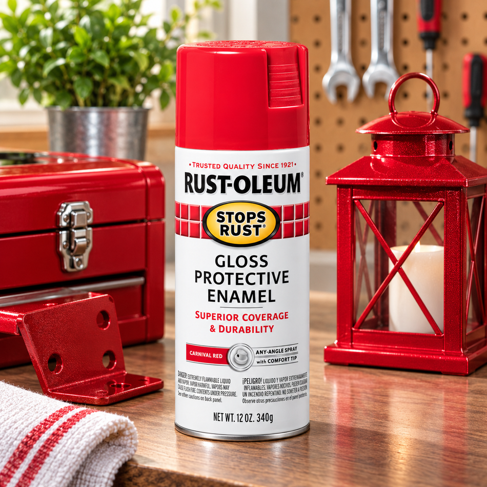 Rust-Oleum Stops Rust Protective Enamel Spray Paint – Gloss Carnival Red – 12 oz.