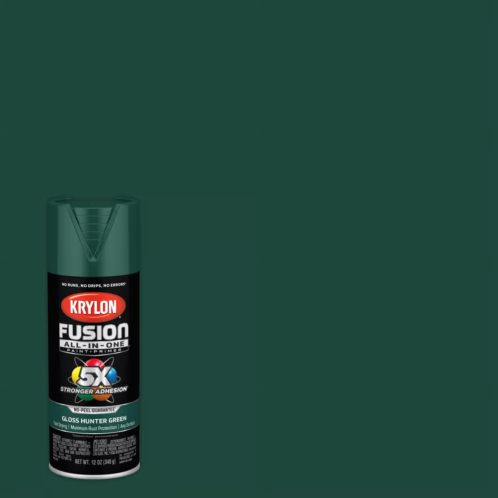 Krylon K02789007 Fusion All-in-One Spray Paint, Gloss Hunter Green, 12 oz.