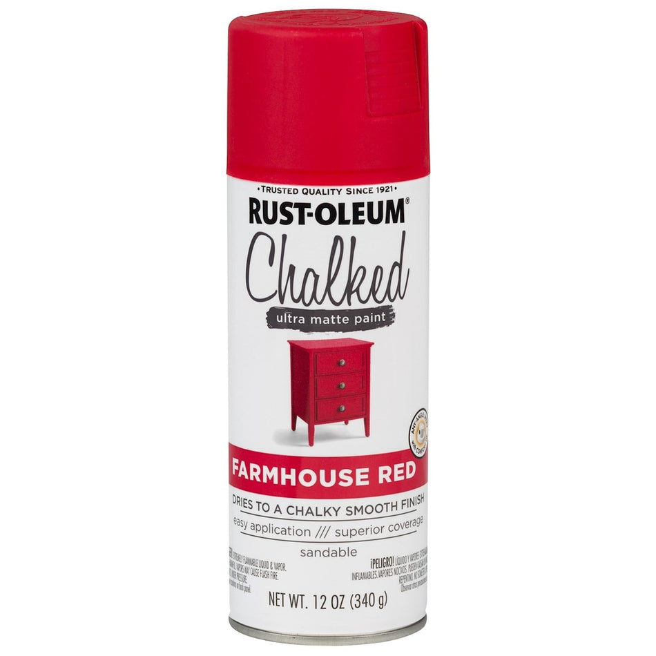 Rust-Oleum Chalked 329193 Ultra Matte Paint, Farmhouse Red, 12 oz.