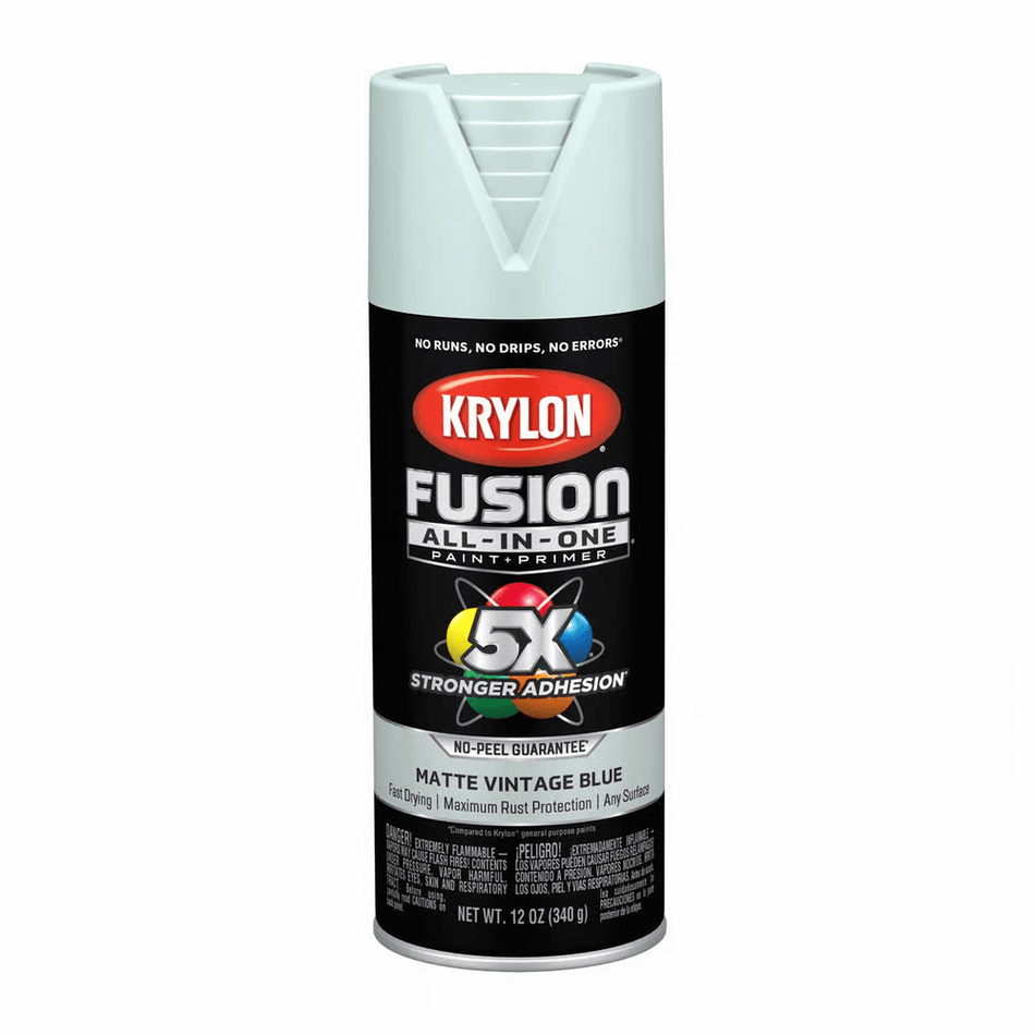 Krylon K02797007 Fusion All-in-One Spray Paint, Matte Vintage Blue, 12 oz.
