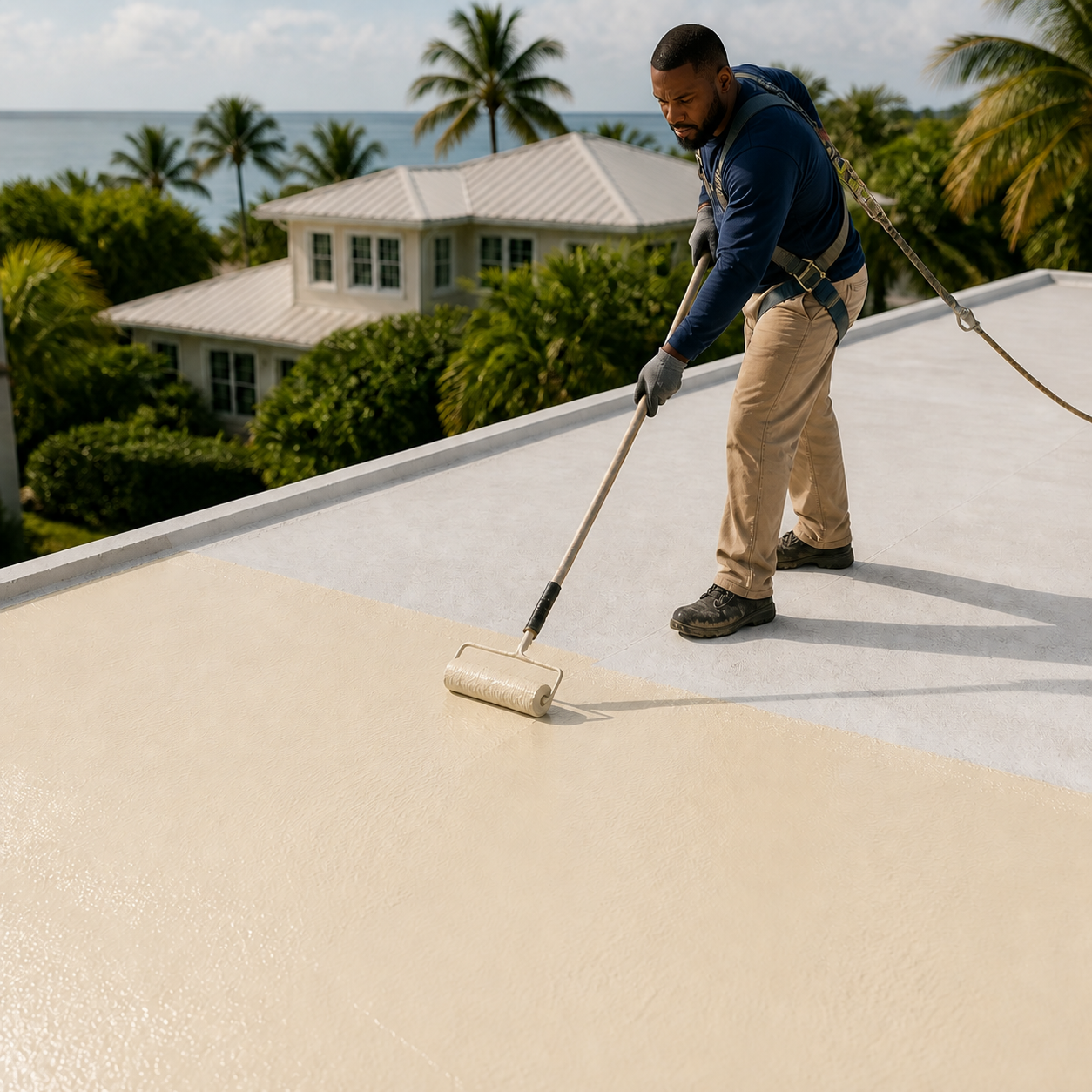 Somay Roof Mastic Sealer & Protector for Sloped Roofs, Modern Ivory, 1 Gallon