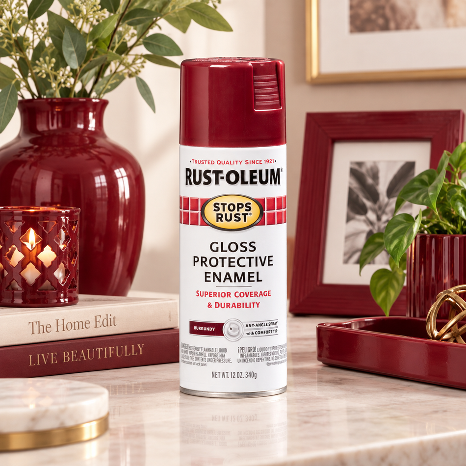 Rust-Oleum Stops Rust Protective Enamel Spray Paint – Gloss Burgundy – 12 oz.