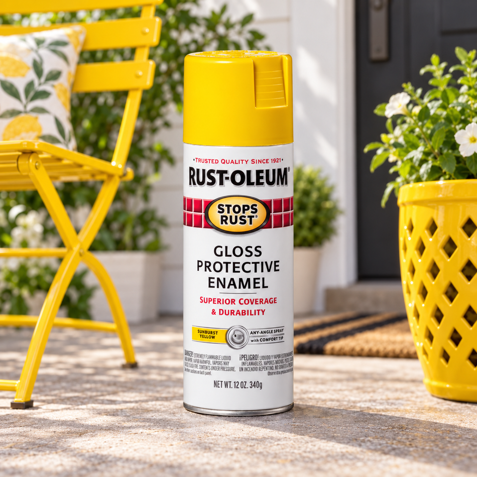 Rust-Oleum Stops Rust Protective Enamel Spray Paint – Gloss Sunburst Yellow – 12 oz.